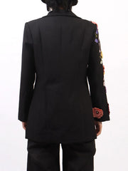 Pearl Detail Flower Lapel Collar Blazer — view 12