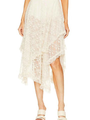 Asymmetrical Lace Midi Skirt — view 3