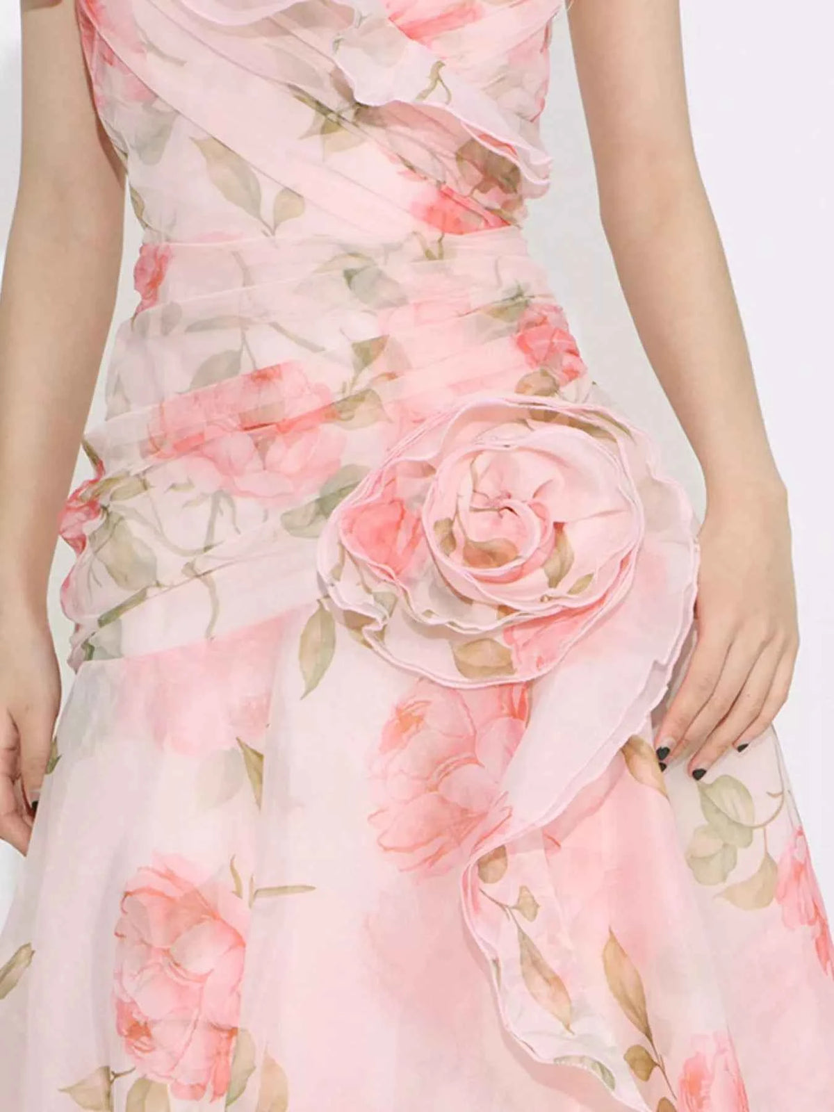Floral Ruffled Short Sleeve Maxi Dress