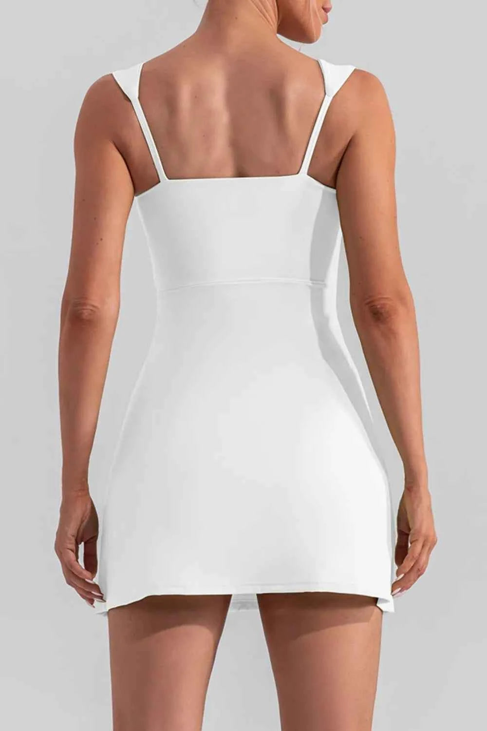 Square Neck Sleeveless Slit Mini Active Dress — view 13