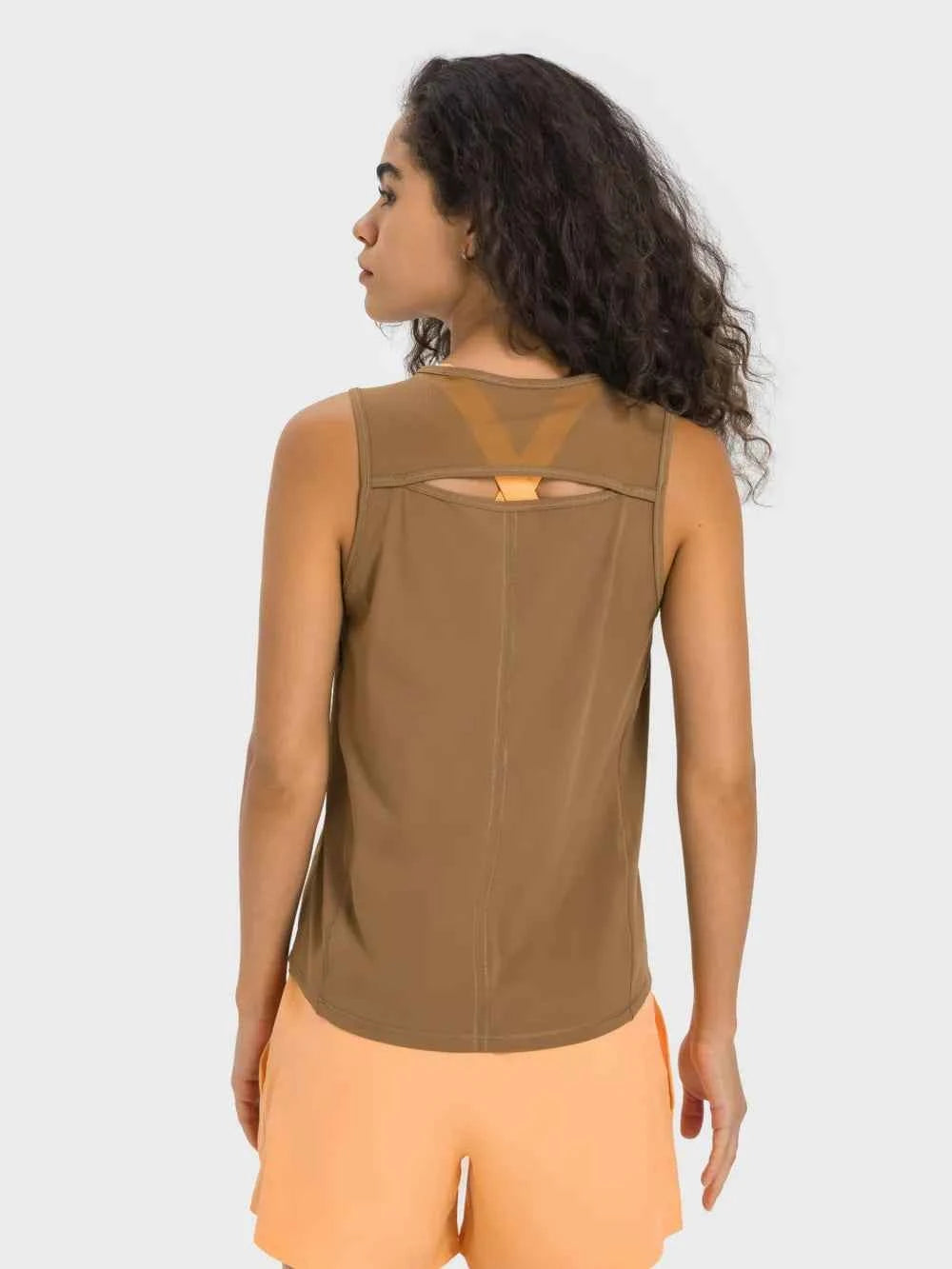 Cutout Back Round Neck Active Tank - Elevate Your Workout Wardrobe — view 2