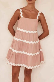 Contrast Trim Square Neck Tiered Dress — view 3