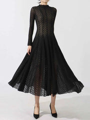 Lace Mock Neck Long Sleeve Dress — view 2