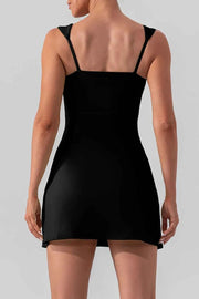 Square Neck Sleeveless Slit Mini Active Dress — view 2