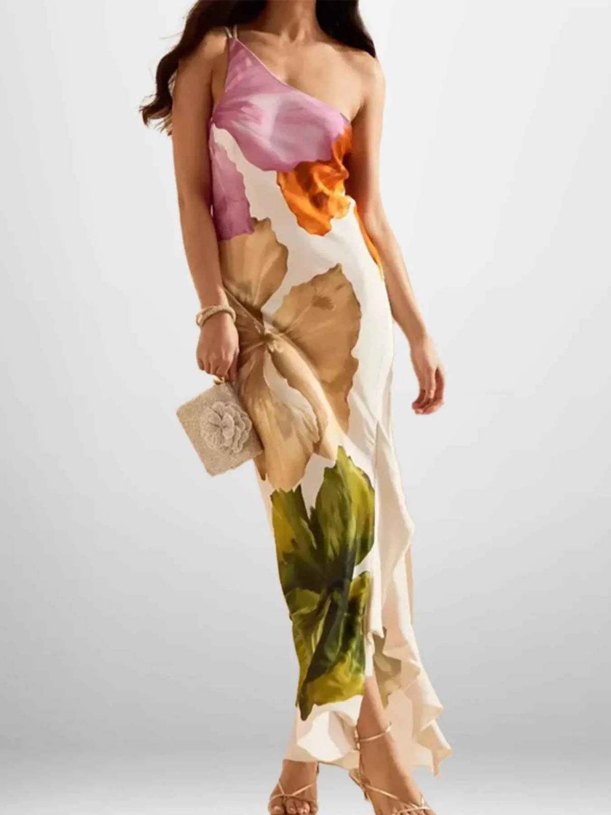 Floral Print One-Shoulder Maxi Dress — view 1