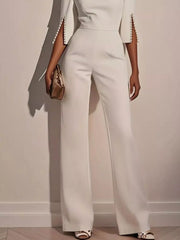 Wide-Leg Jumpsuit with Slit Sleeve — view 9