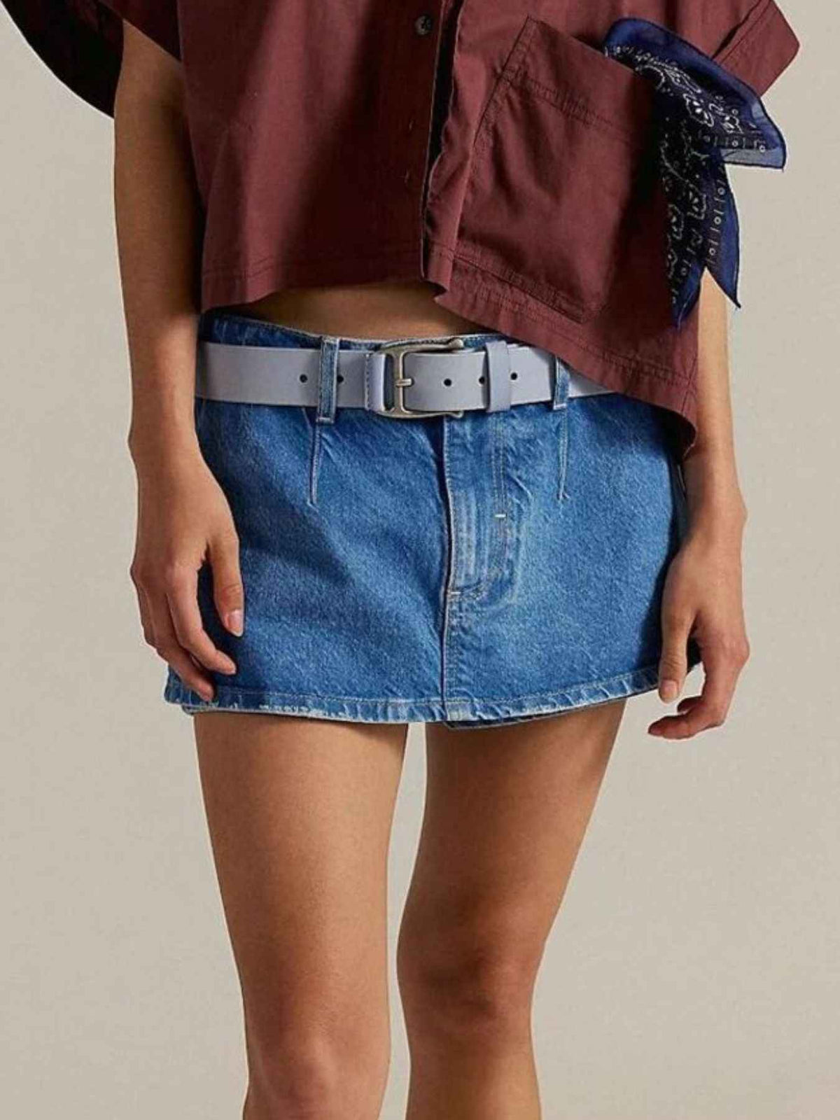 Classic Wash Denim Mini Skort - Effortless Style & Comfort — view 4