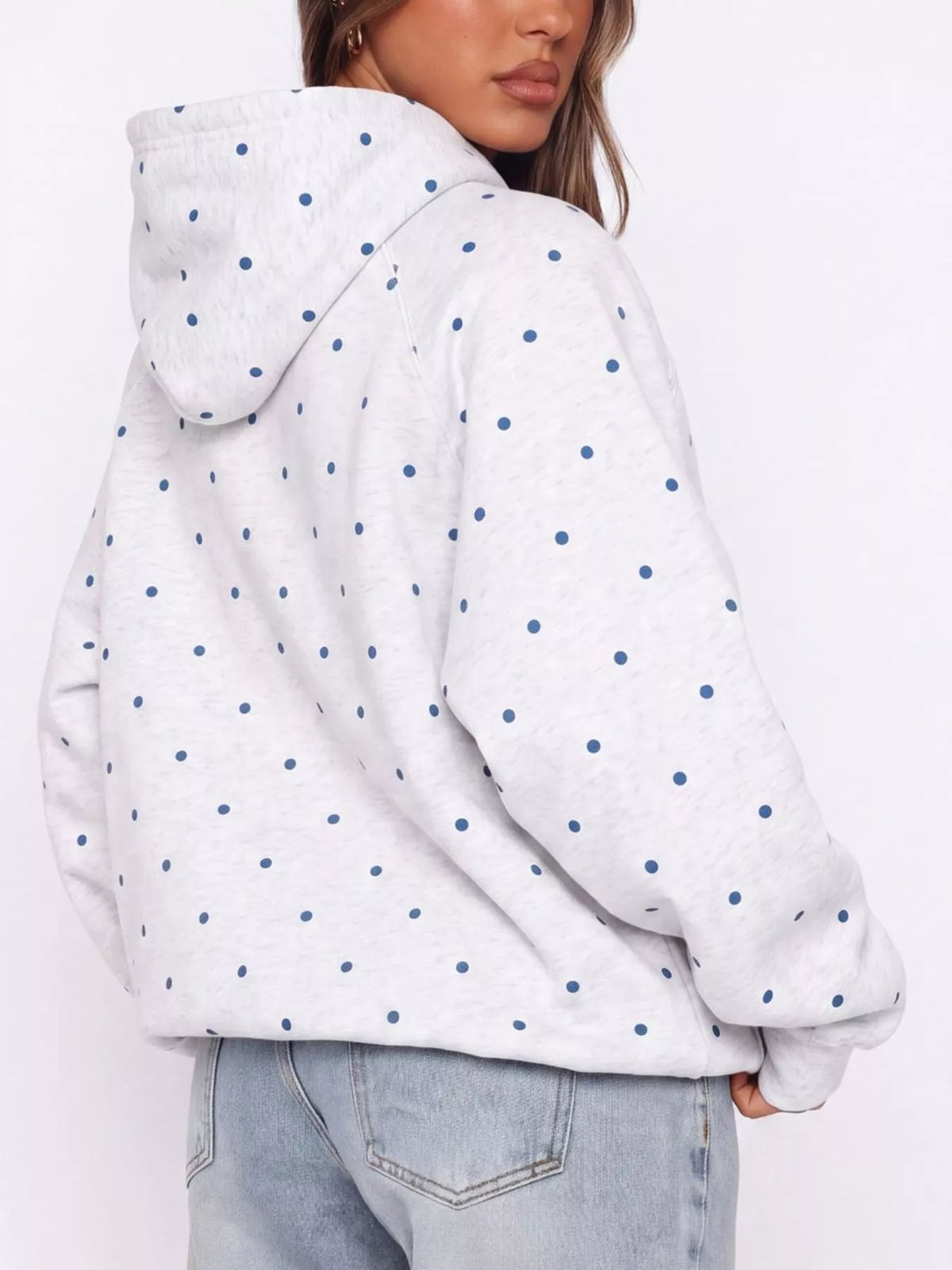 Polka Dot Raglan Sleeve Hoodie — view 12