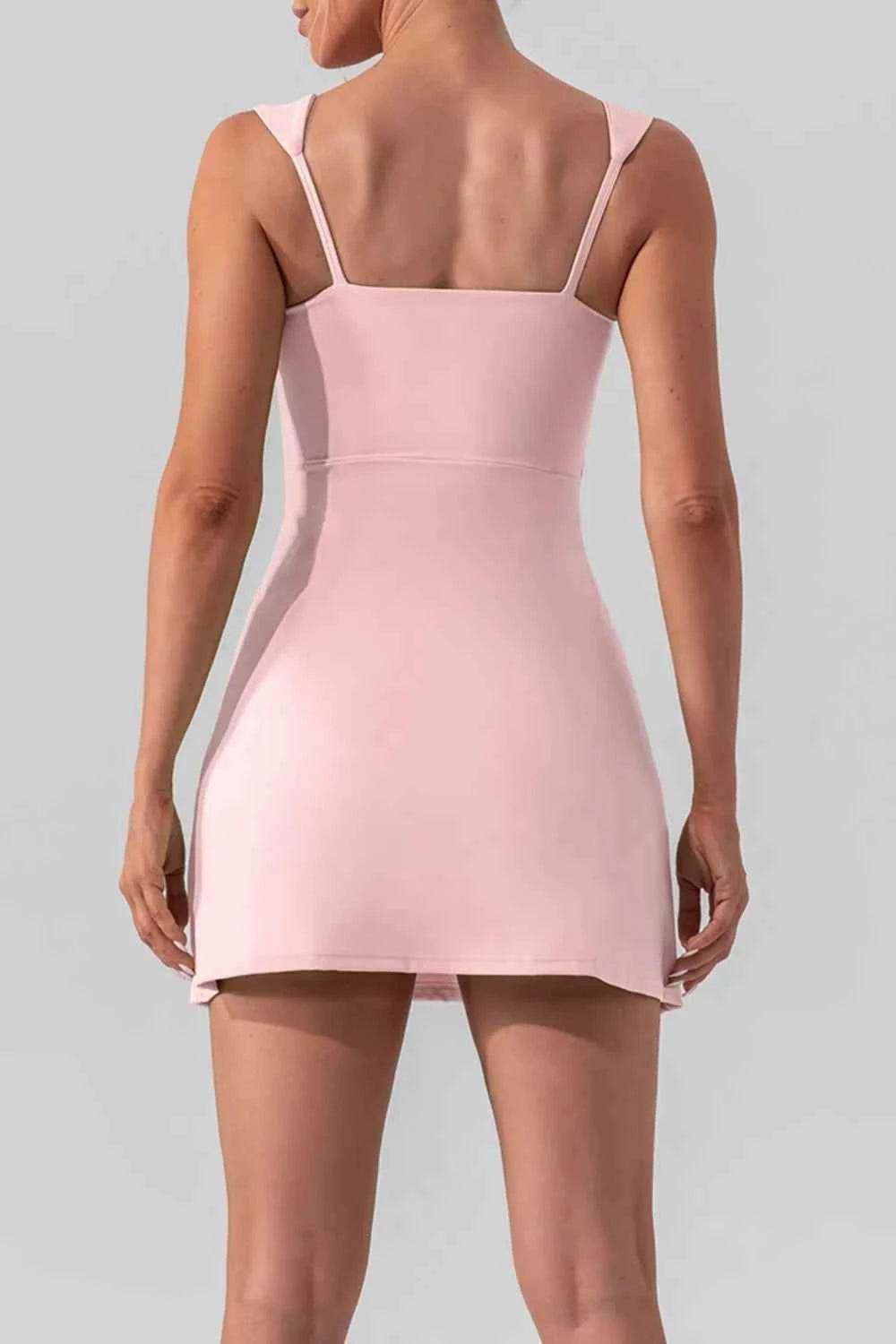 Square Neck Sleeveless Slit Mini Active Dress — view 10