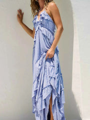 Chic Ruffled Halter Neck Maxi Dress for Effortless Style — view 22