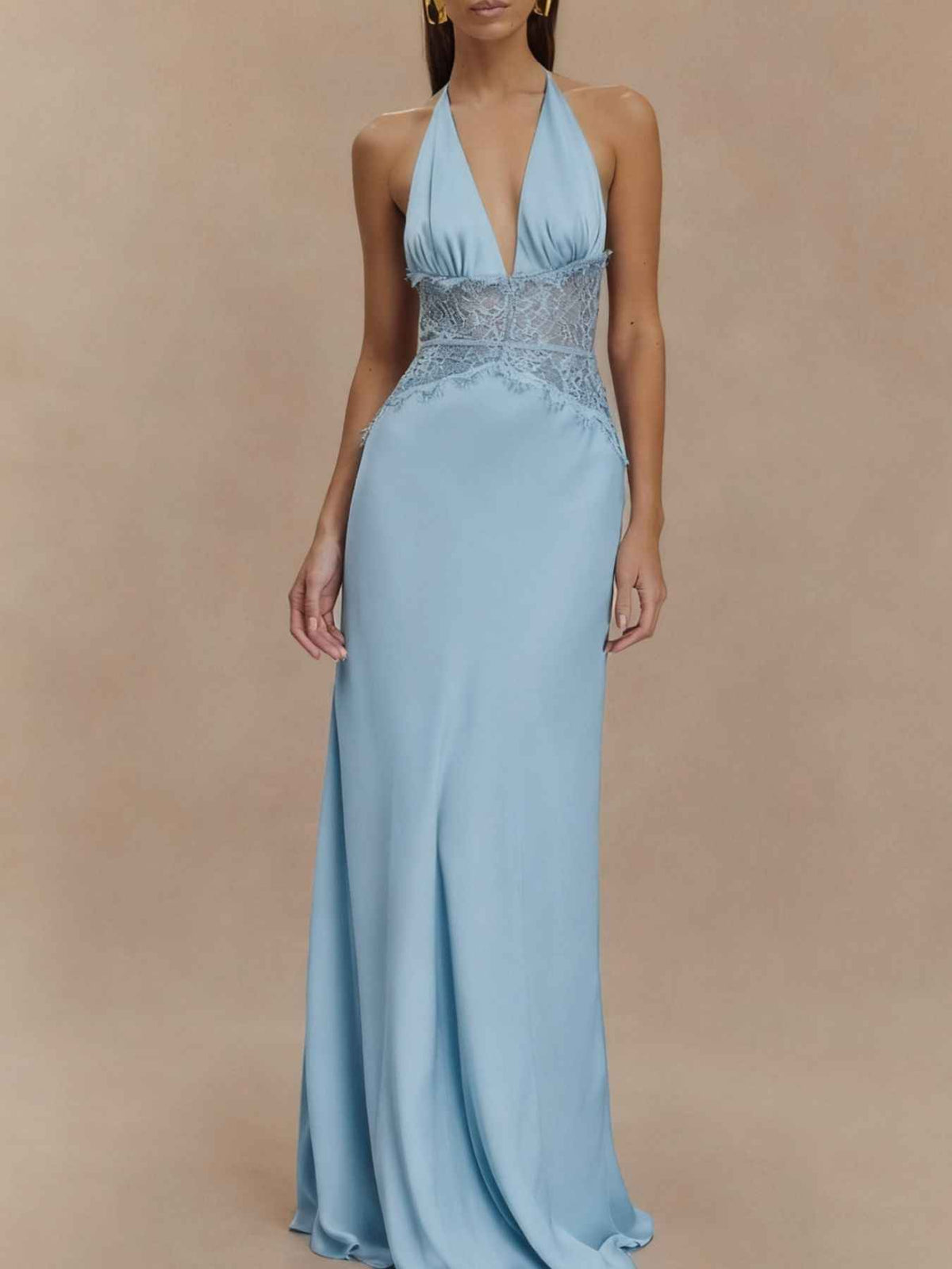 Halter Neck Lace Trimmed Maxi Dress — view 4