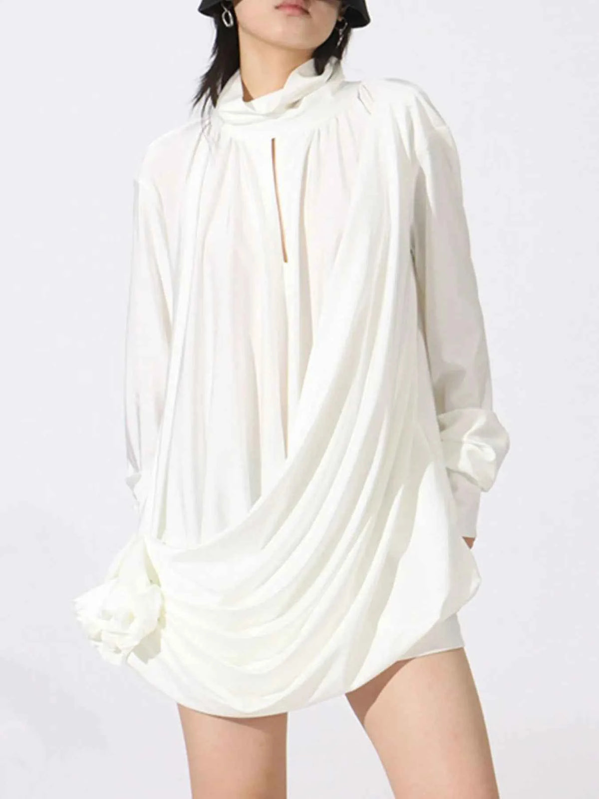 Ruched Long Sleeve Mini Dress