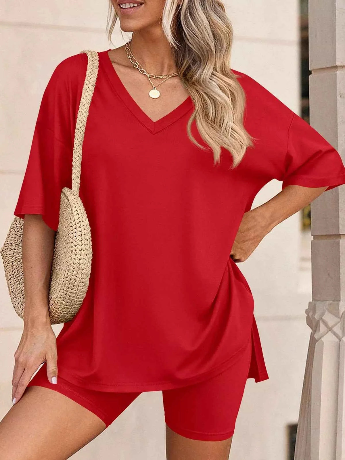 Casual Loose V-Neck T-Shirt & Shorts Set for Ultimate Comfort — view 14