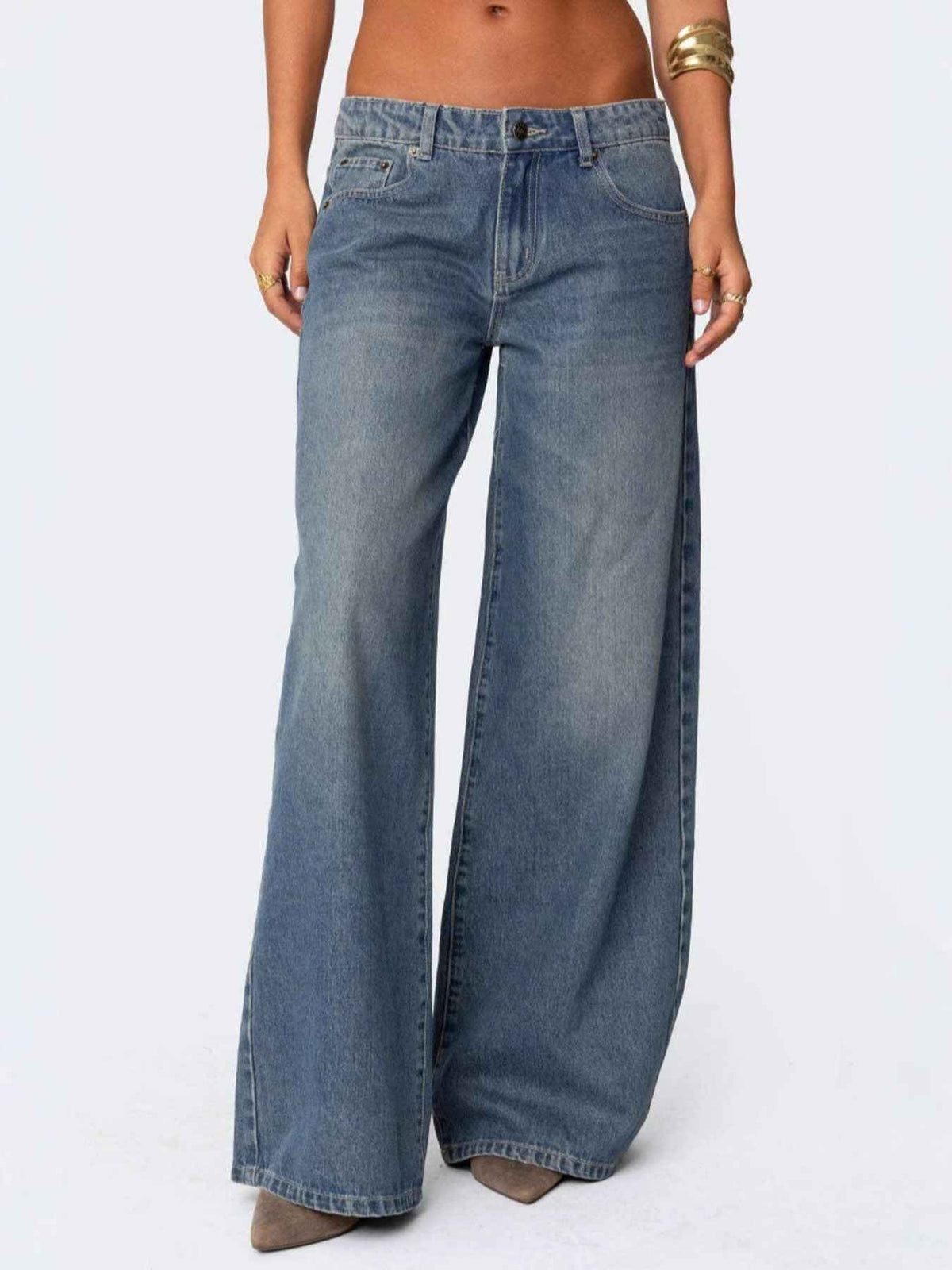 Vintage Wash Wide Leg Jeans - Timeless Style & Comfort