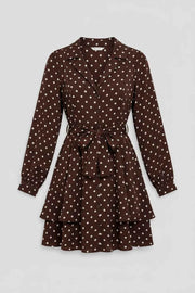 Polka Dot Long Sleeve Shirt Dress — view 2
