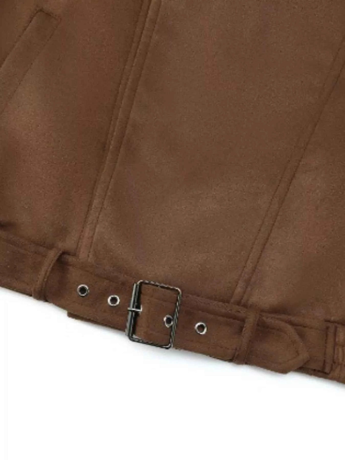 Asymmetrical Zipper Moto Jacket with Belt Detail — view 4