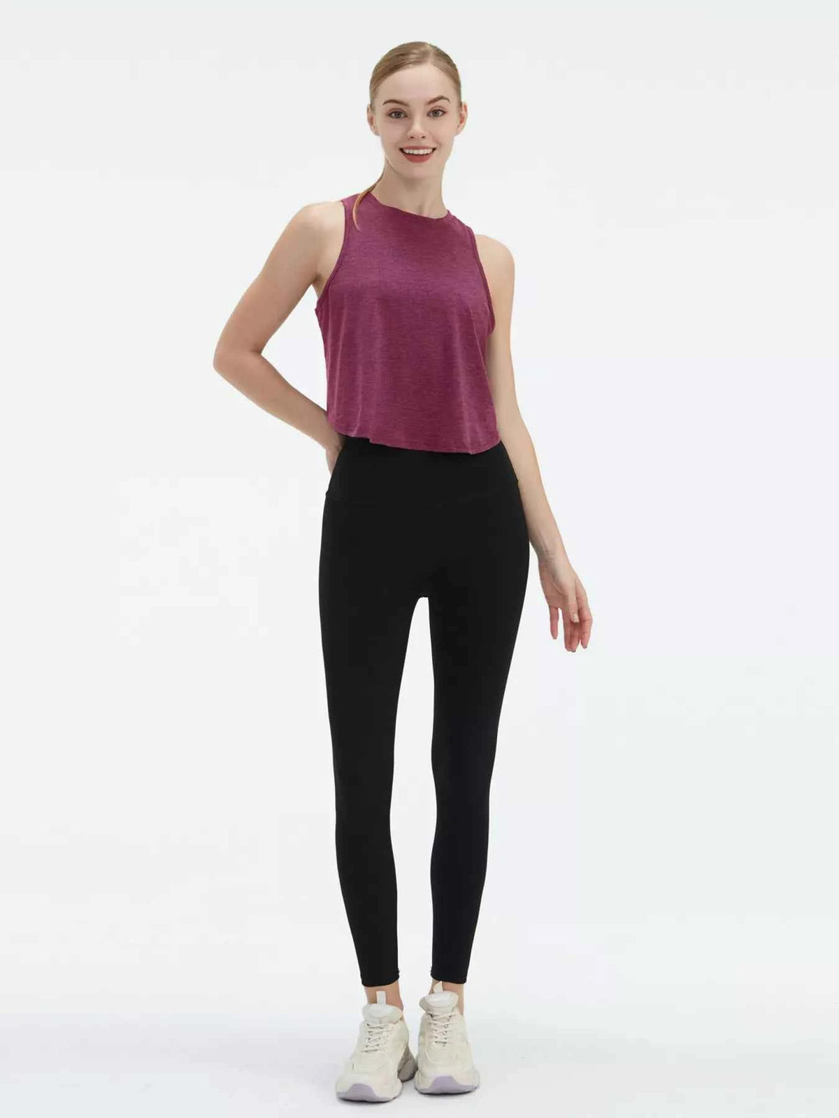 Cutout Back Round Neck Active Tank - Lightweight & Stylish Comfort — view 21