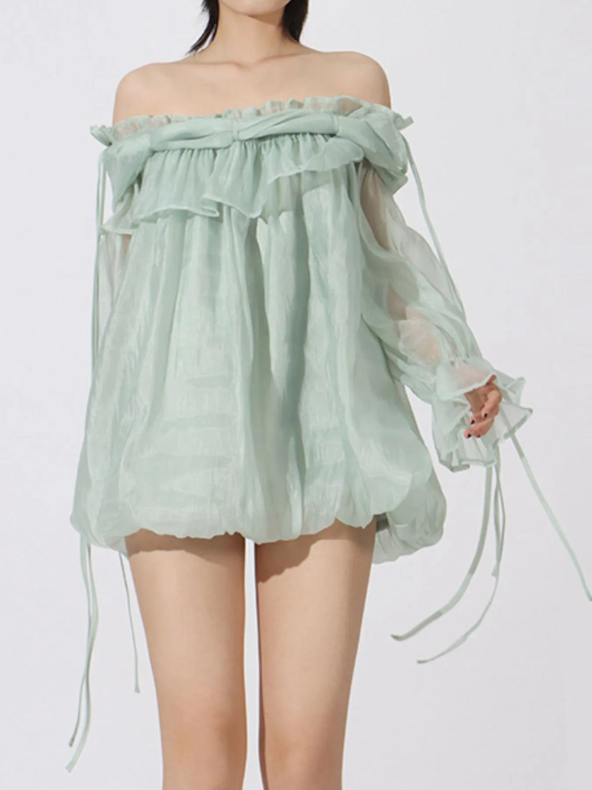 Ruffled Off-Shoulder Flounce Sleeve Dress — view 13