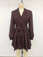 Polka Dot Long Sleeve Shirt Dress — view 7