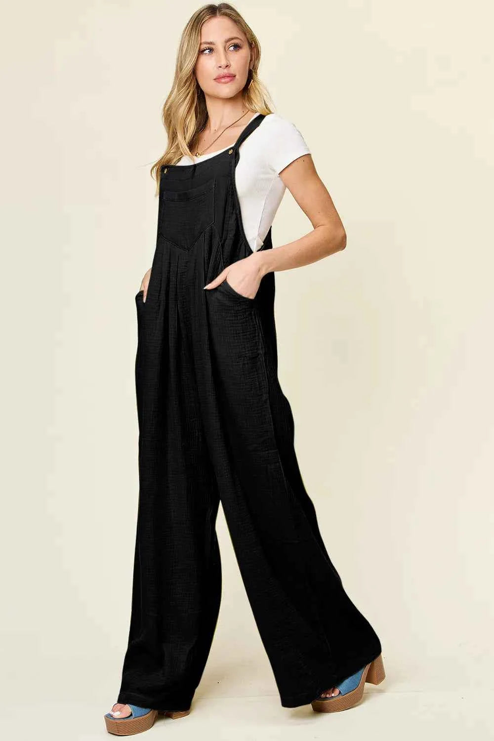 Double Take Texture Wide Strap Wide Leg Overall — view 2