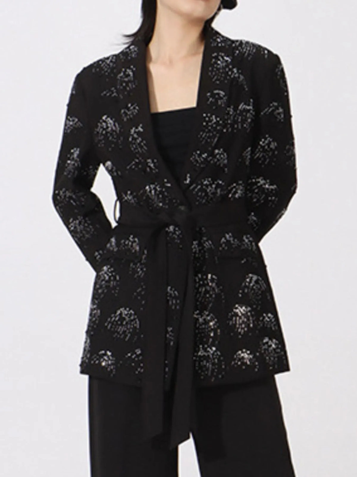 Rhinestone Button Down Long Sleeve Blazer — view 7