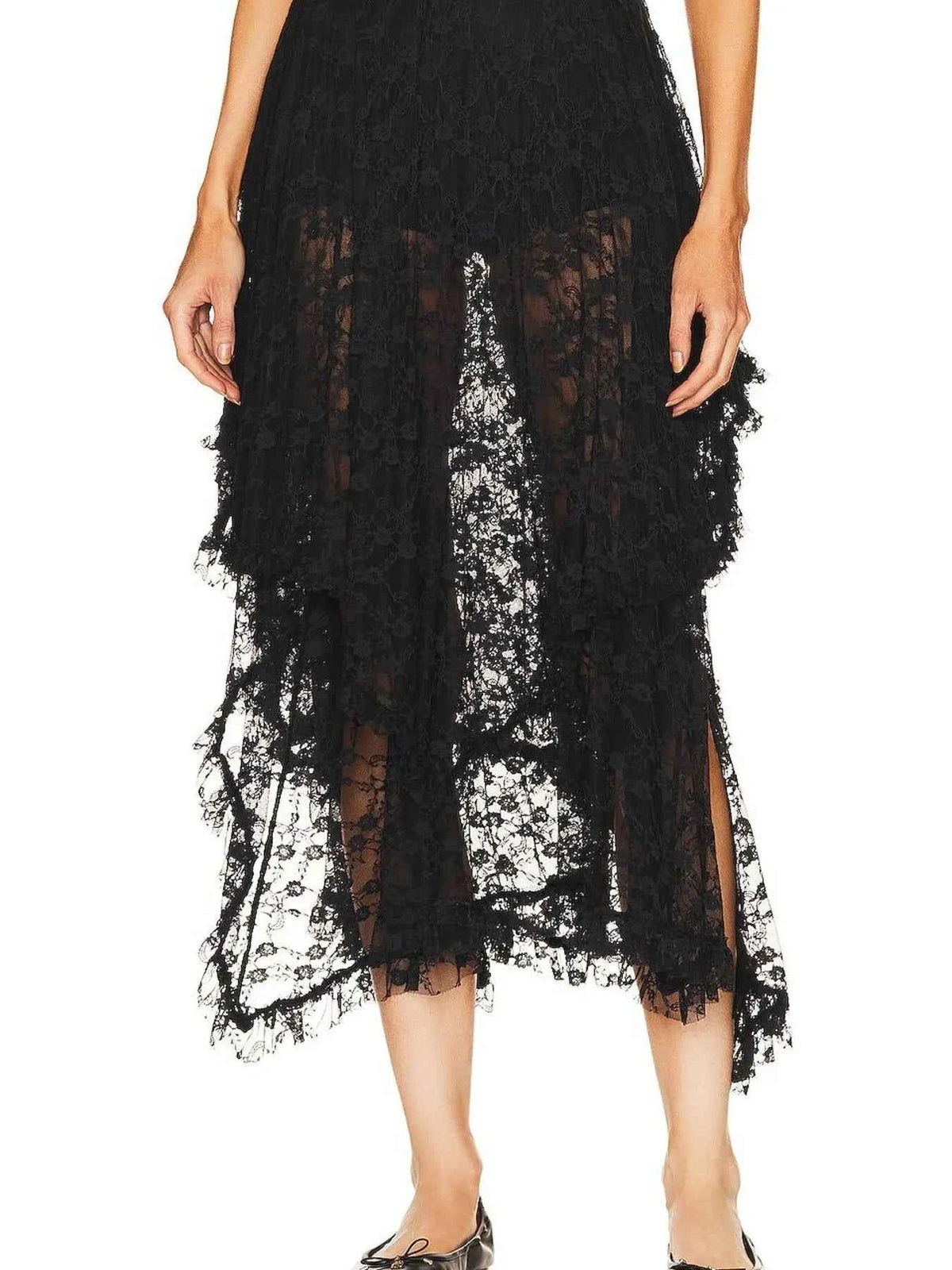 Asymmetrical Lace Midi Skirt — view 5