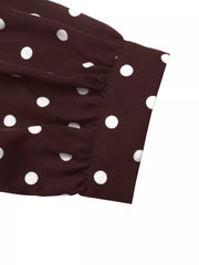 Polka Dot Long Sleeve Shirt Dress — view 12