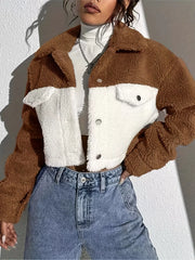 Two-Tone Plush Cropped Jacket — view 9