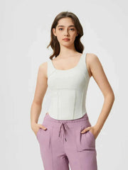 Round Neck Wide Strap Active Tank with Detachable Chest Pads — view 4