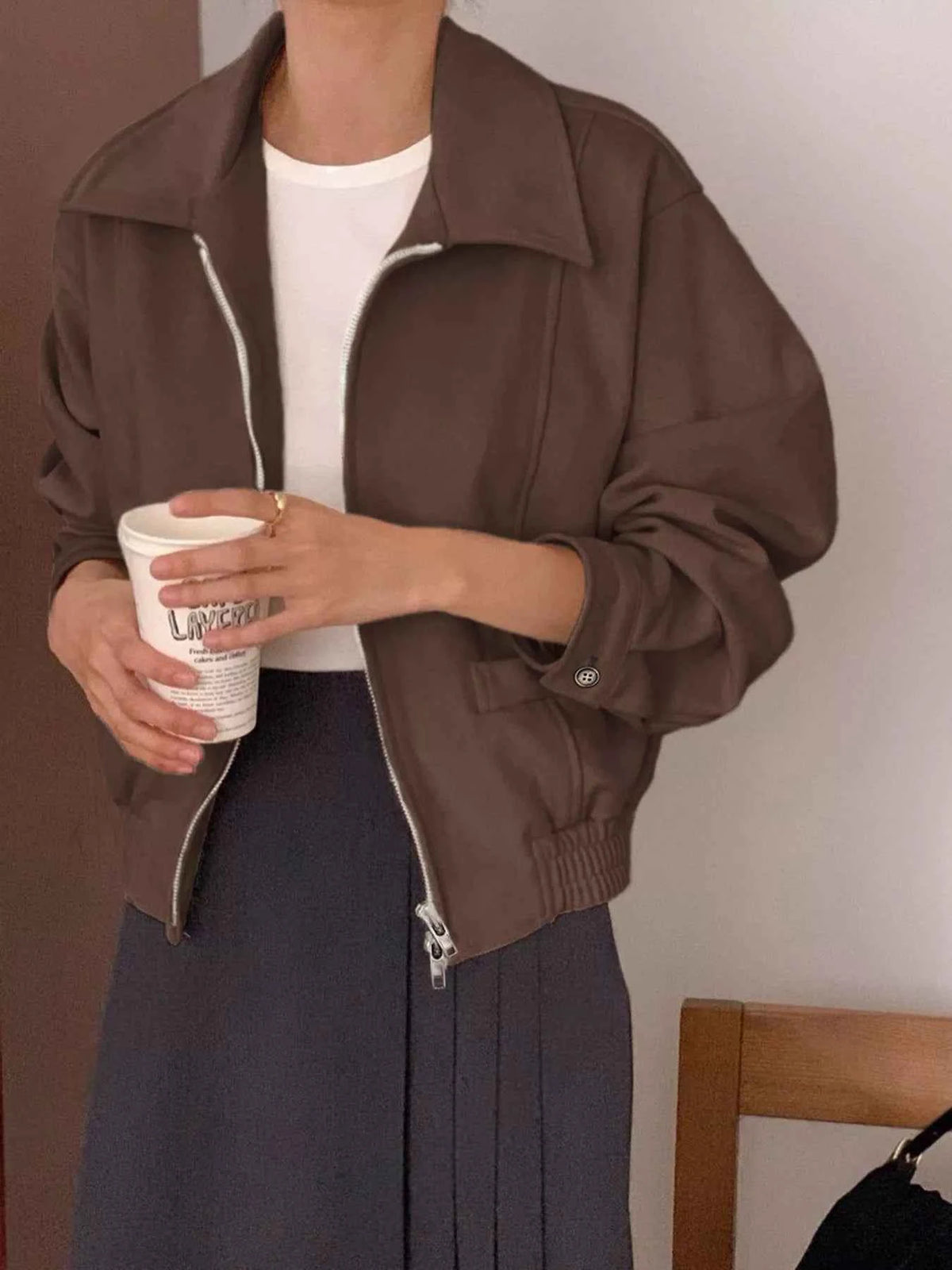 Zip Up Long Sleeve Jacket - Your Perfect Layering Essential — view 2