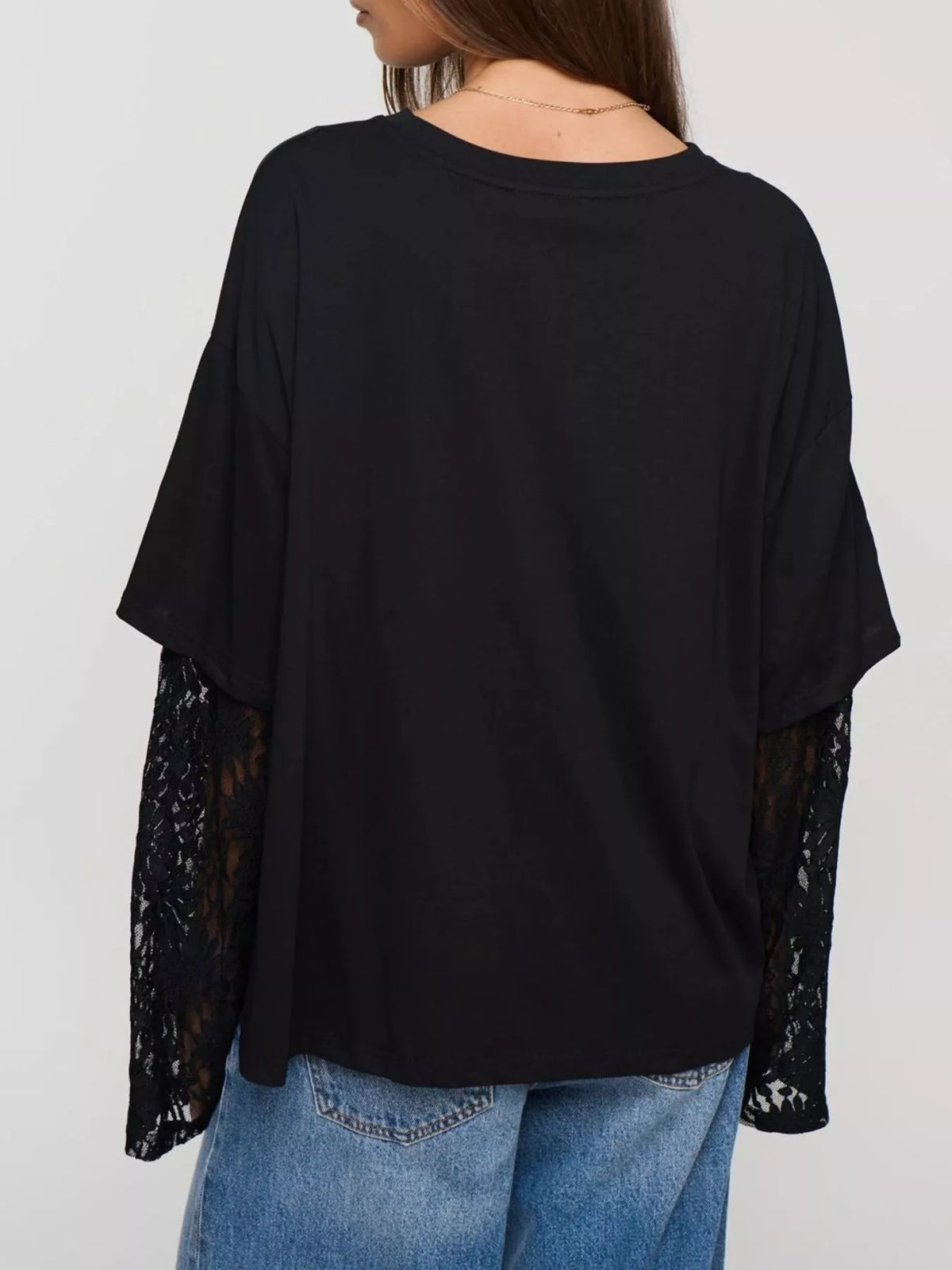 Layered Lace-Sleeve T-Shirt — view 11