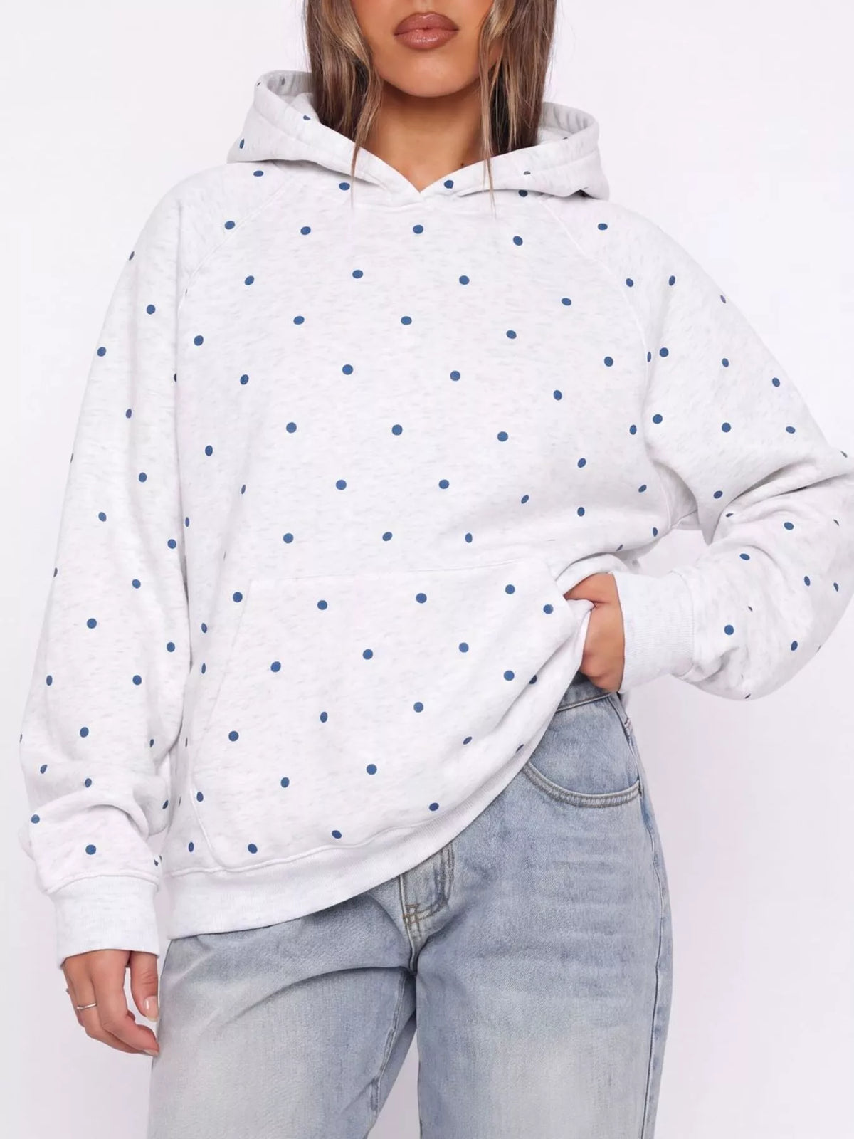 Polka Dot Raglan Sleeve Hoodie — view 11