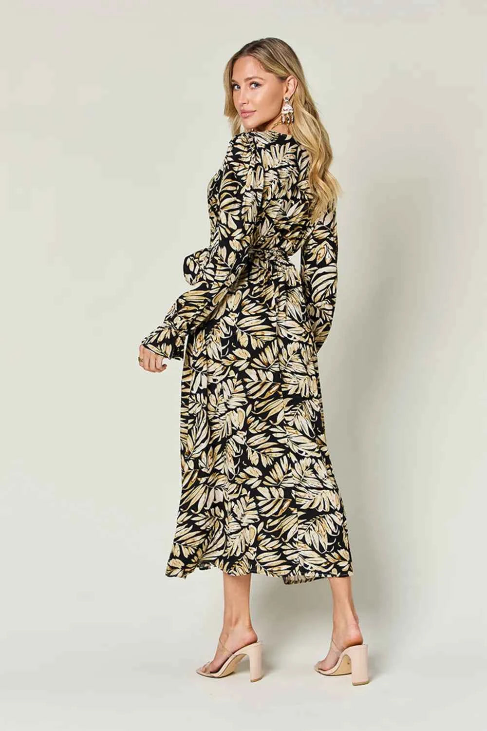 Double Take Tie Back Flounce Sleeve Dress — view 4