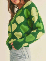 Heart Ribbed Hem Long Sleeve Sweater — view 5