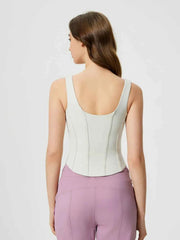 Round Neck Wide Strap Active Tank with Detachable Chest Pads — view 2