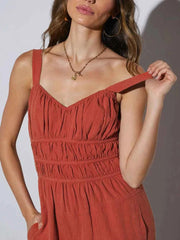 Perfee Ruched Wide Strap Jumpsuit with Pockets — view 4