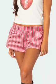 Plaid Elastic Waist Shorts — view 1