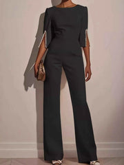 Wide-Leg Jumpsuit with Slit Sleeve — view 1