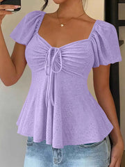 Sweetheart Neck Flutter Sleeve Top - Effortless Elegance Awaits — view 17