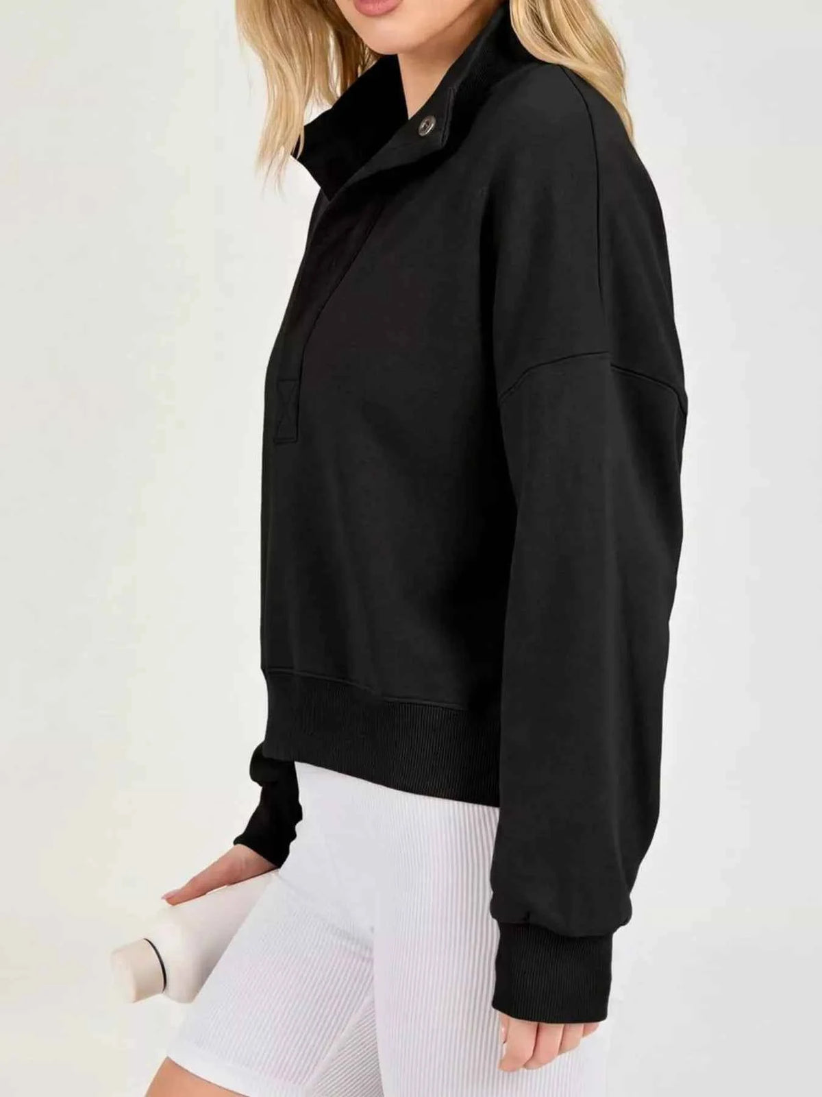 Half Snap Dropped Shoulder Sweatshirt — view 3