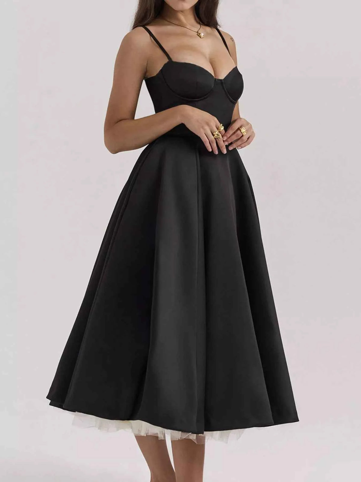 Sweetheart Neck A-Line Midi Dress — view 3