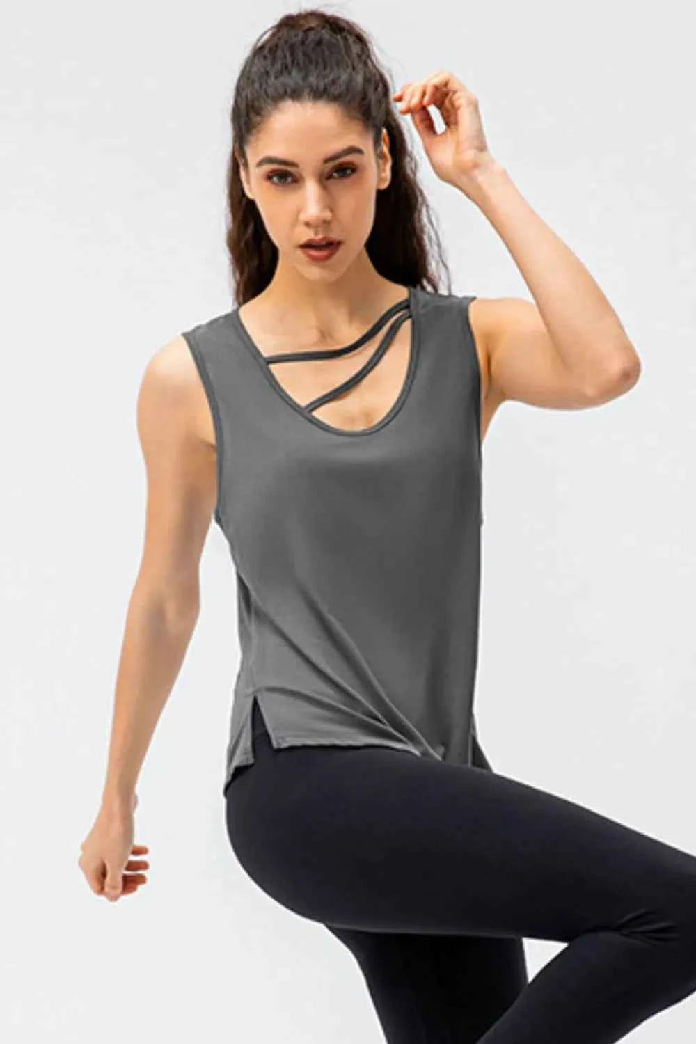 Cutout Reversible Active Tank: Versatile Comfort for Every Workout — view 11