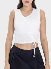 Drawstring Ruched Wide Strap Active Tank - Comfortable & Stylish — view 5