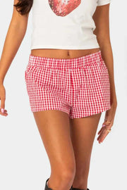 Plaid Elastic Waist Shorts — view 2