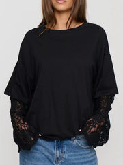 Layered Lace-Sleeve T-Shirt — view 7