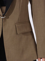 Contrast Lapel Collar Long Sleeve Blazer — view 12