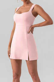Square Neck Sleeveless Slit Mini Active Dress — view 7