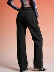 Butterfly Print High-Waisted Wide Leg Jeans — view 4