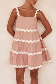 Contrast Trim Square Neck Tiered Dress — view 7