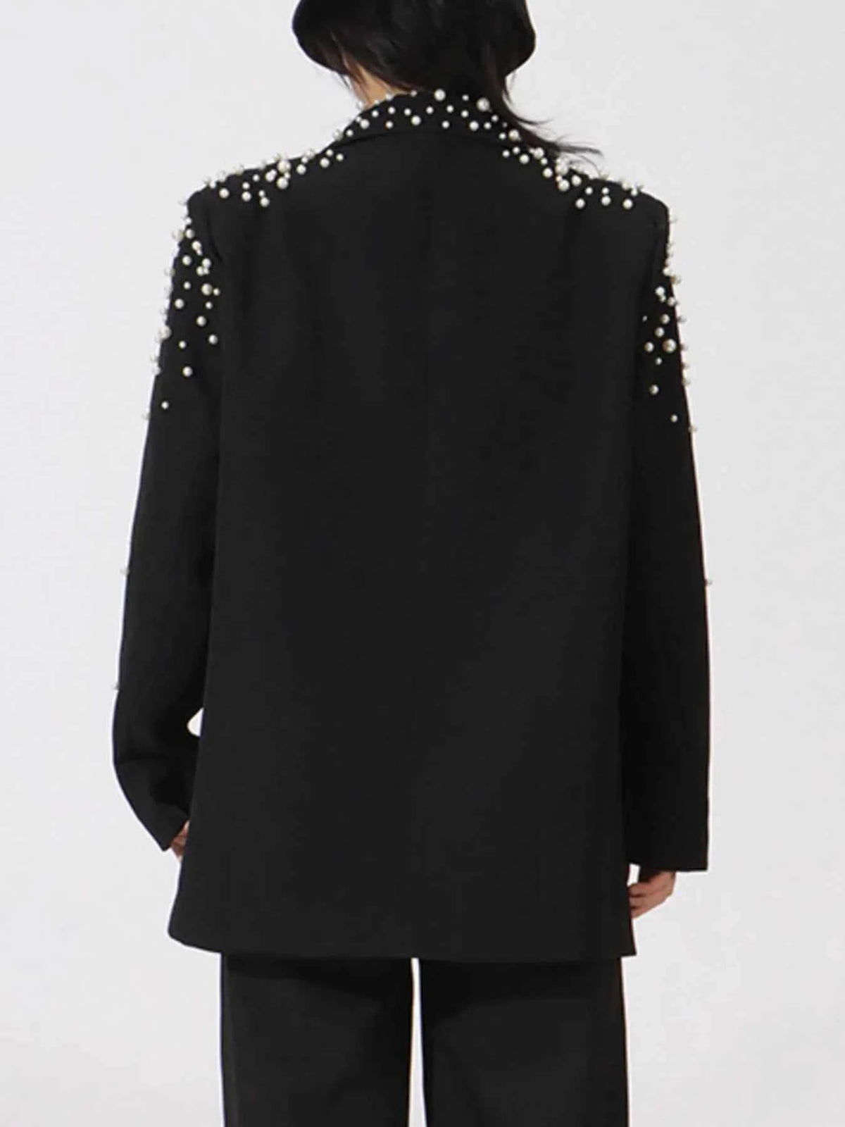 Pearl Embellished Double-Breasted Blazer — view 5